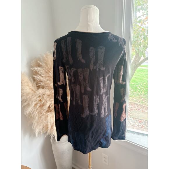 Nic + Zoe These Boots Sweater Size Small Reversible Jacquard Western - Picture 7 of 15